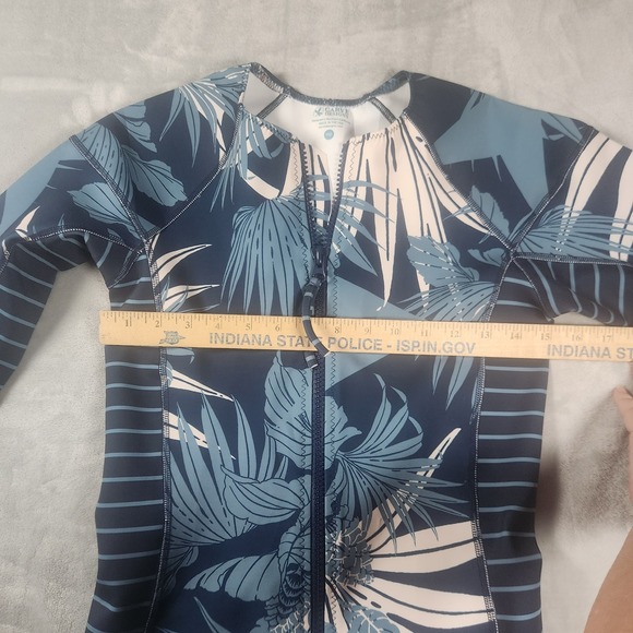 Carve Design Wetsuit Size M One Piece Long Sleeve Leaf Print Blue - Picture 5 of 6